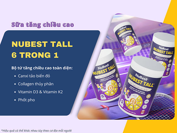 Sữa NuBest Tall 6 trong 1 nổi bật với bộ tứ tăng chiều cao toàn diện