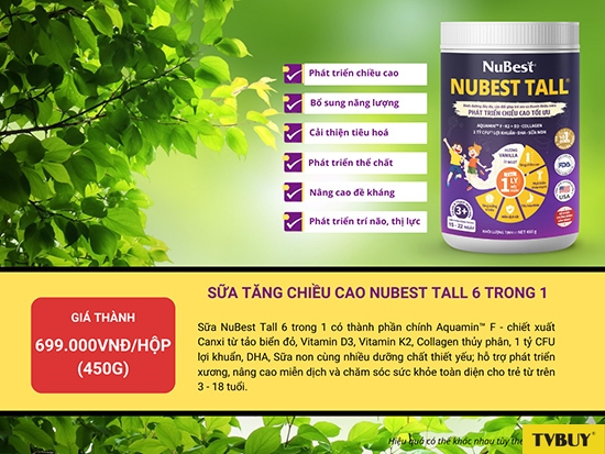 Sữa tăng chiều cao NuBest Tall 6 trong 1 mang đến vô vàn lợi ích cho chiều cao và sức khỏe của trẻ