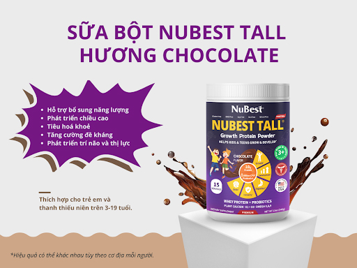 Sữa bột NuBest Tall hương Chocolate được chuyên gia khuyên dùng.