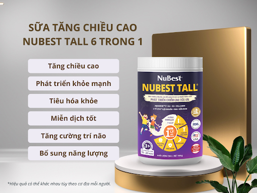 ​​​​​​​Sữa tăng chiều cao NuBest Tall 6 trong 1 giúp trẻ tăng chiều cao và phát triển toàn diện.