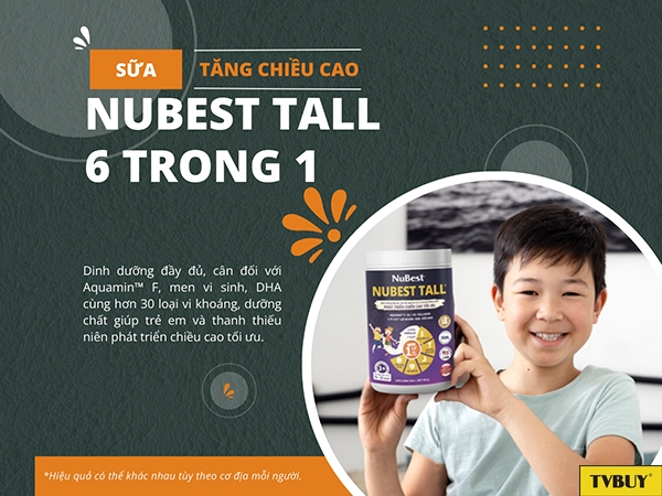 Sữa tăng chiều cao NuBest Tall 6 trong 1 giúp trẻ tăng chiều cao và phát triển toàn diện